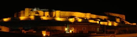 The caste at Onda, Spain, lit up at night.